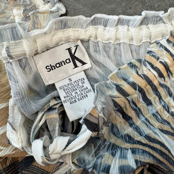 Vintage Y2K Palm Tree Sheer Fairy Summer Vacation Floral Women Small - Picture 3 of 5